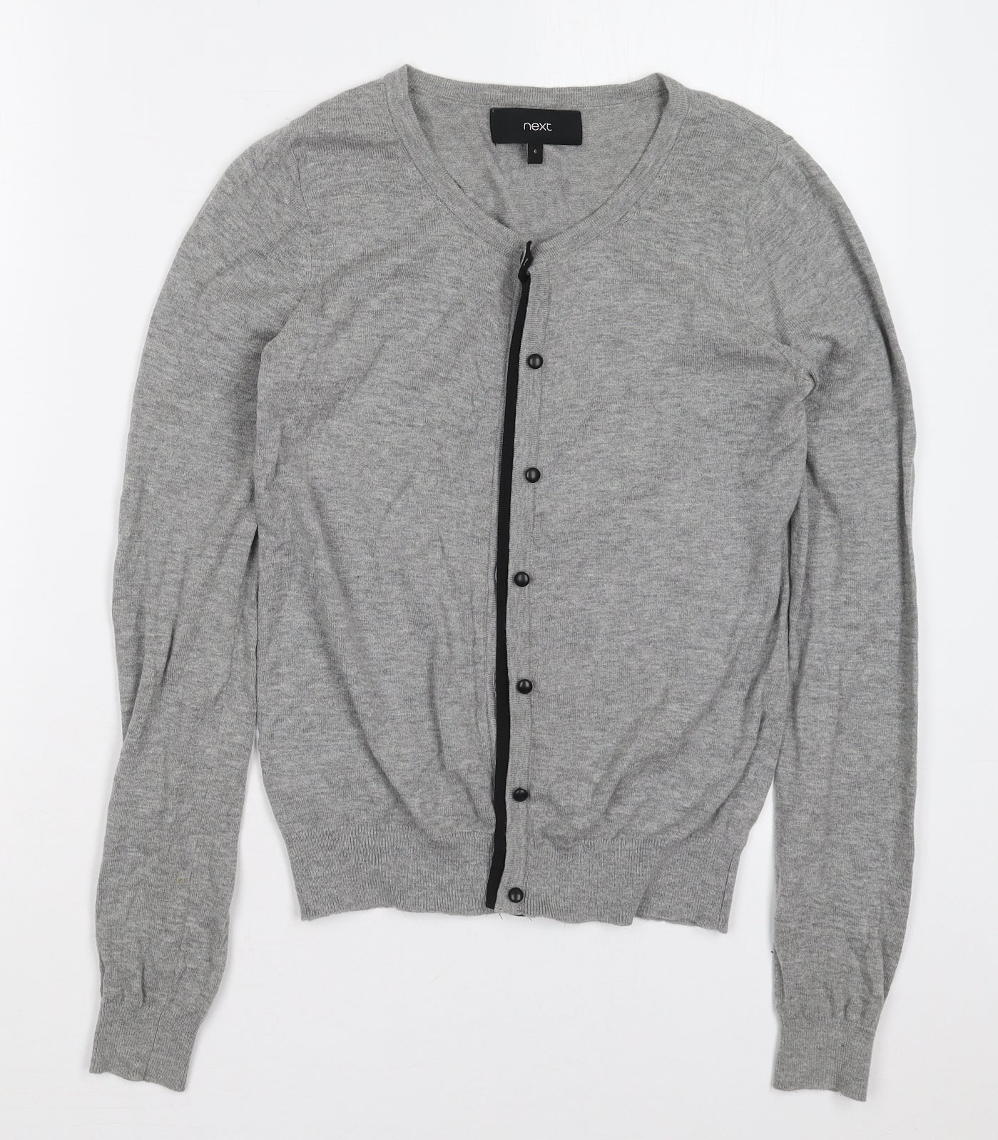 NEXT Womens Grey Crew Neck  Cotton Cardigan Jumper Size 6