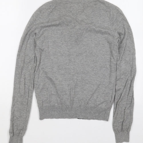 NEXT Womens Grey Crew Neck  Cotton Cardigan Jumper Size 6