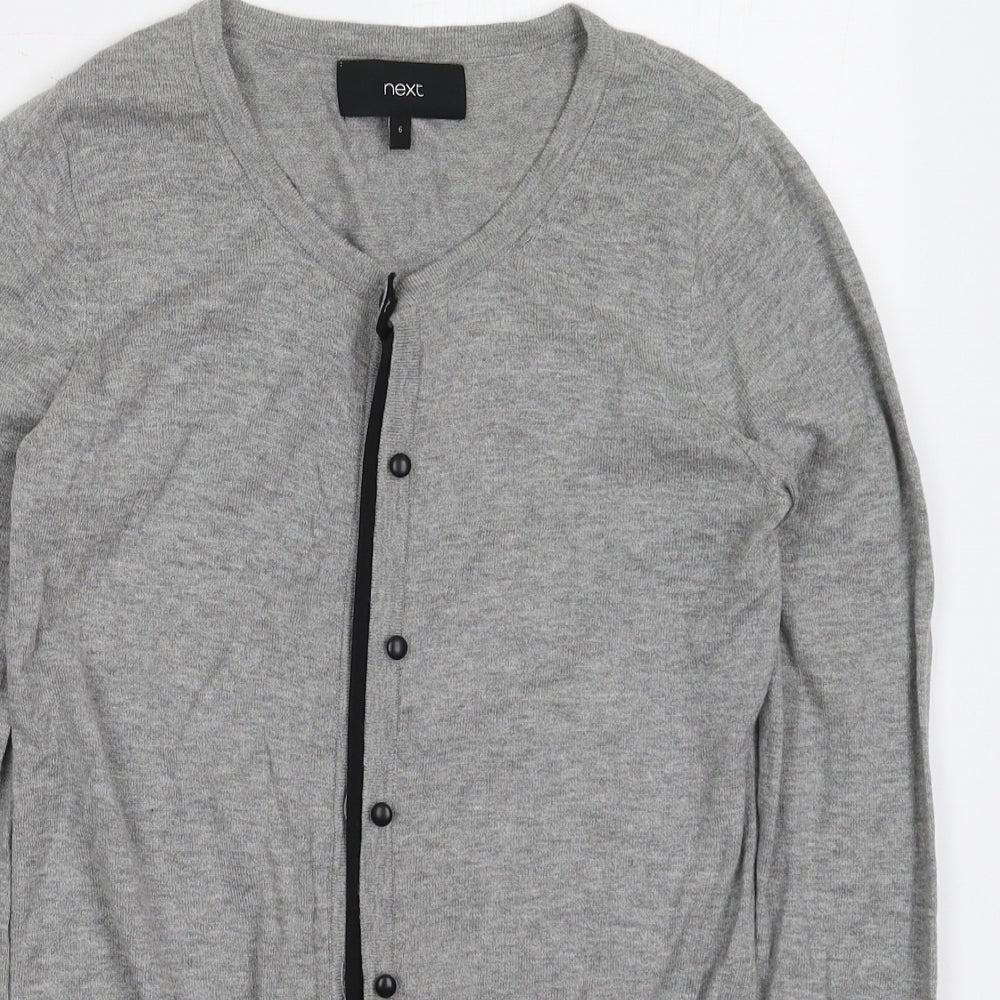 NEXT Womens Grey Crew Neck  Cotton Cardigan Jumper Size 6