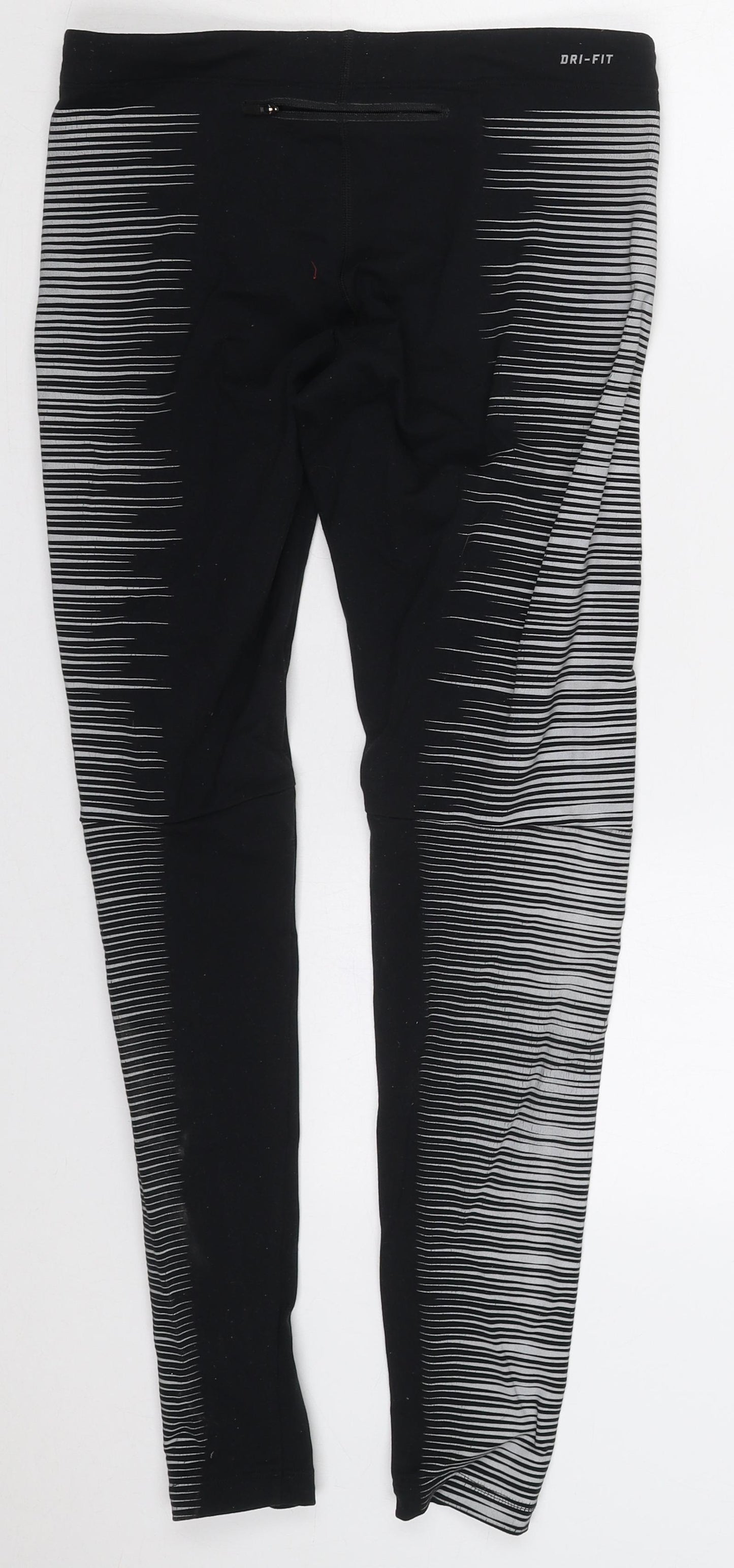 Nike Womens Black Striped Nylon Compression Leggings Size M L28 in Regular
