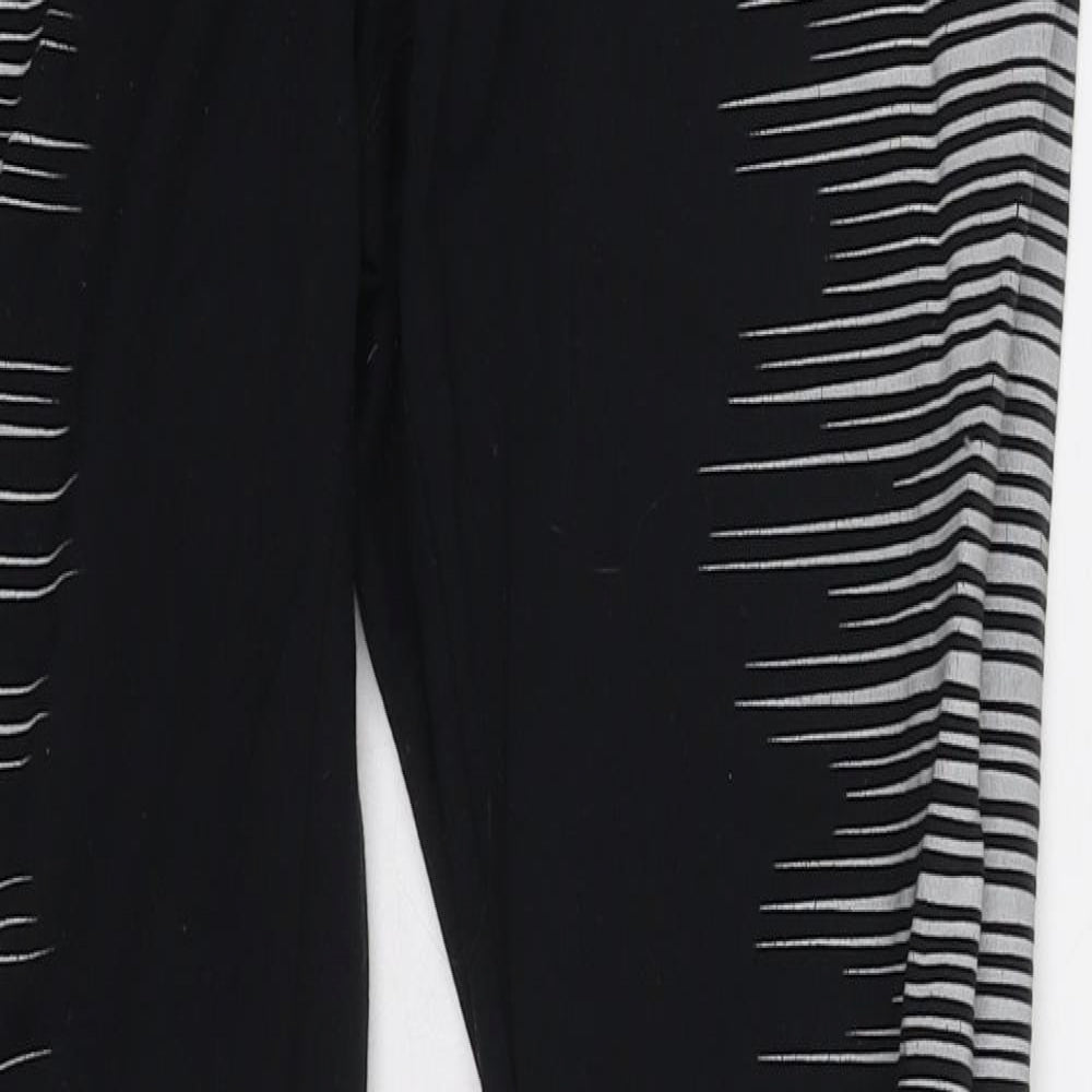 Nike Womens Black Striped Nylon Compression Leggings Size M L28 in Regular