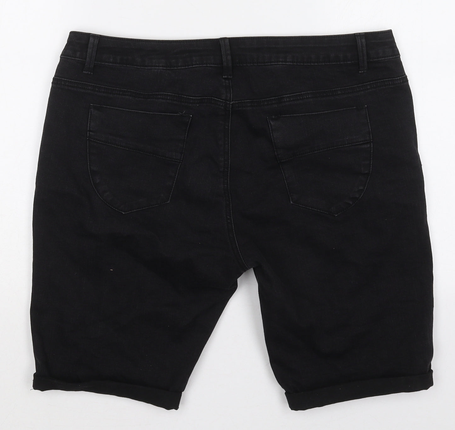 Denim Co Womens Black  Cotton Bermuda Shorts Size 14 L9 in Regular Button