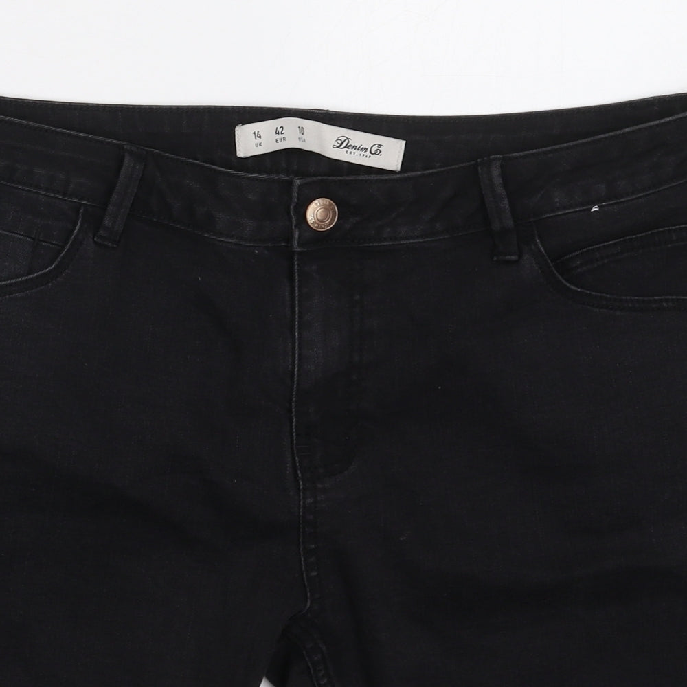 Denim Co Womens Black  Cotton Bermuda Shorts Size 14 L9 in Regular Button