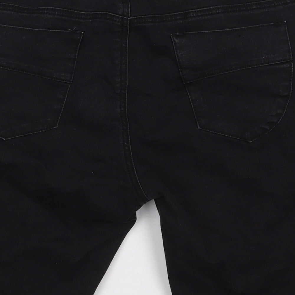 Denim Co Womens Black  Cotton Bermuda Shorts Size 14 L9 in Regular Button