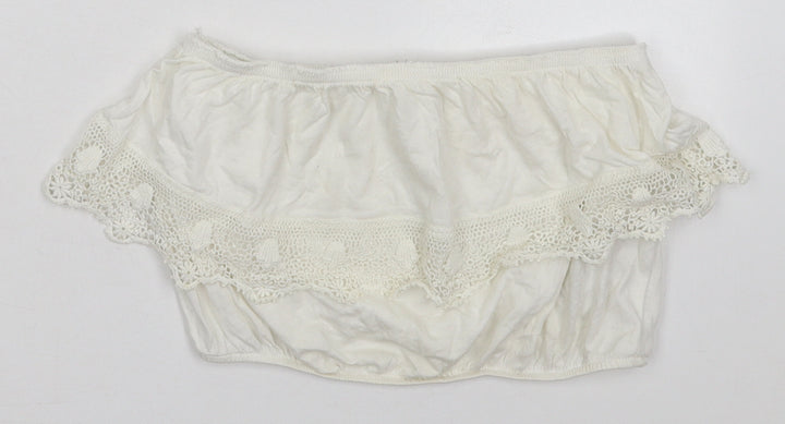 New Look Womens Ivory  Cotton Cropped Tank Size 10 Off the Shoulder