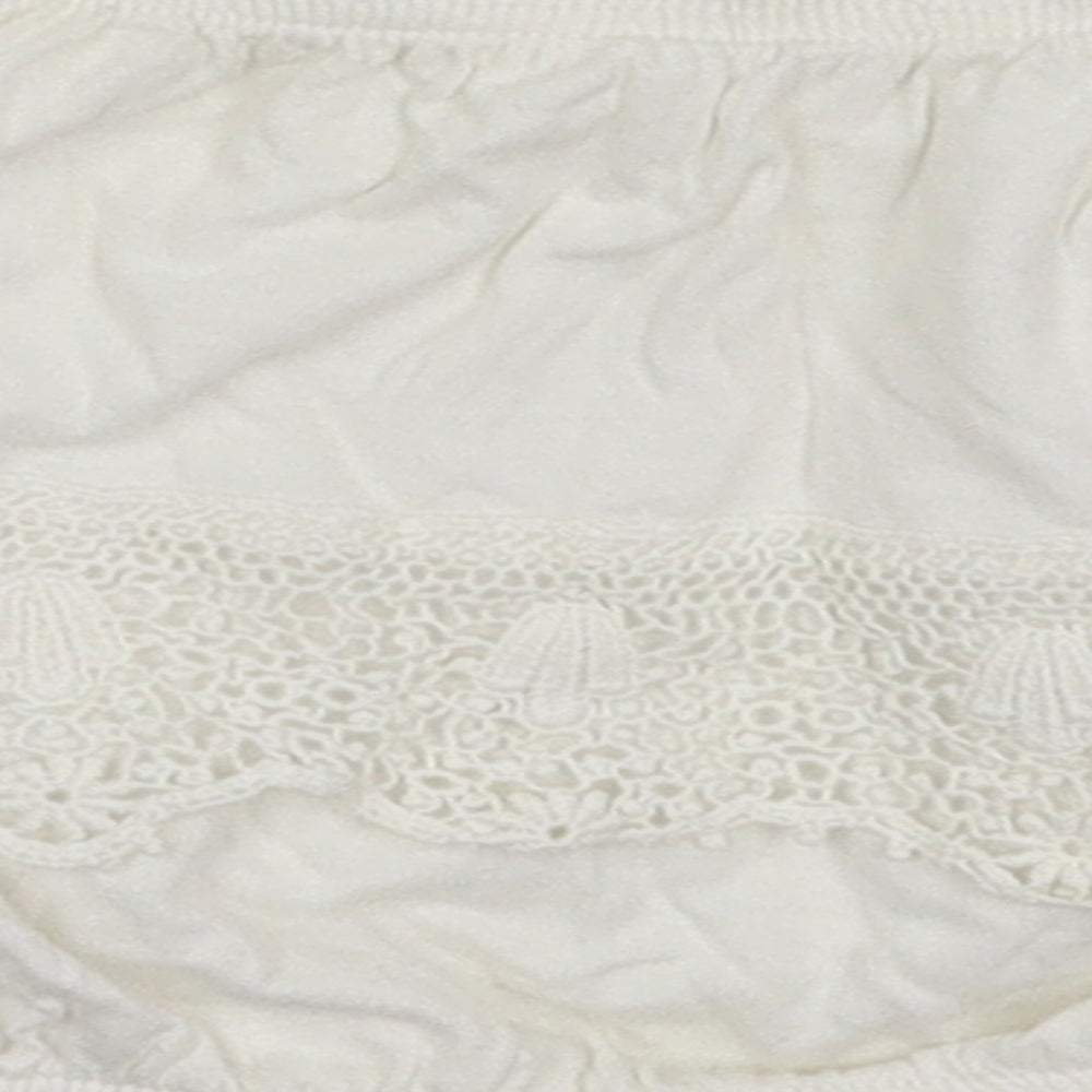 New Look Womens Ivory  Cotton Cropped Tank Size 10 Off the Shoulder