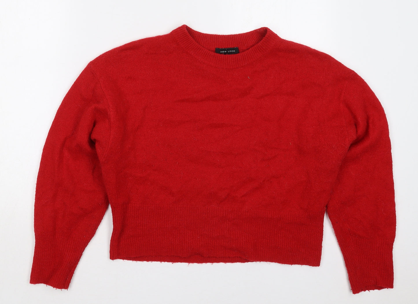 New Look Womens Red Crew Neck  Acrylic Pullover Jumper Size 10