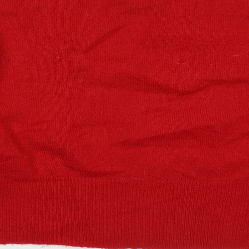 New Look Womens Red Crew Neck  Acrylic Pullover Jumper Size 10