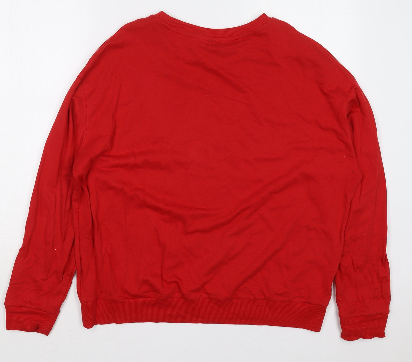 H&M Womens Red  Cotton Pullover Sweatshirt Size XL  Pullover - Sleigh Whaaat Looney Tunes Christmas