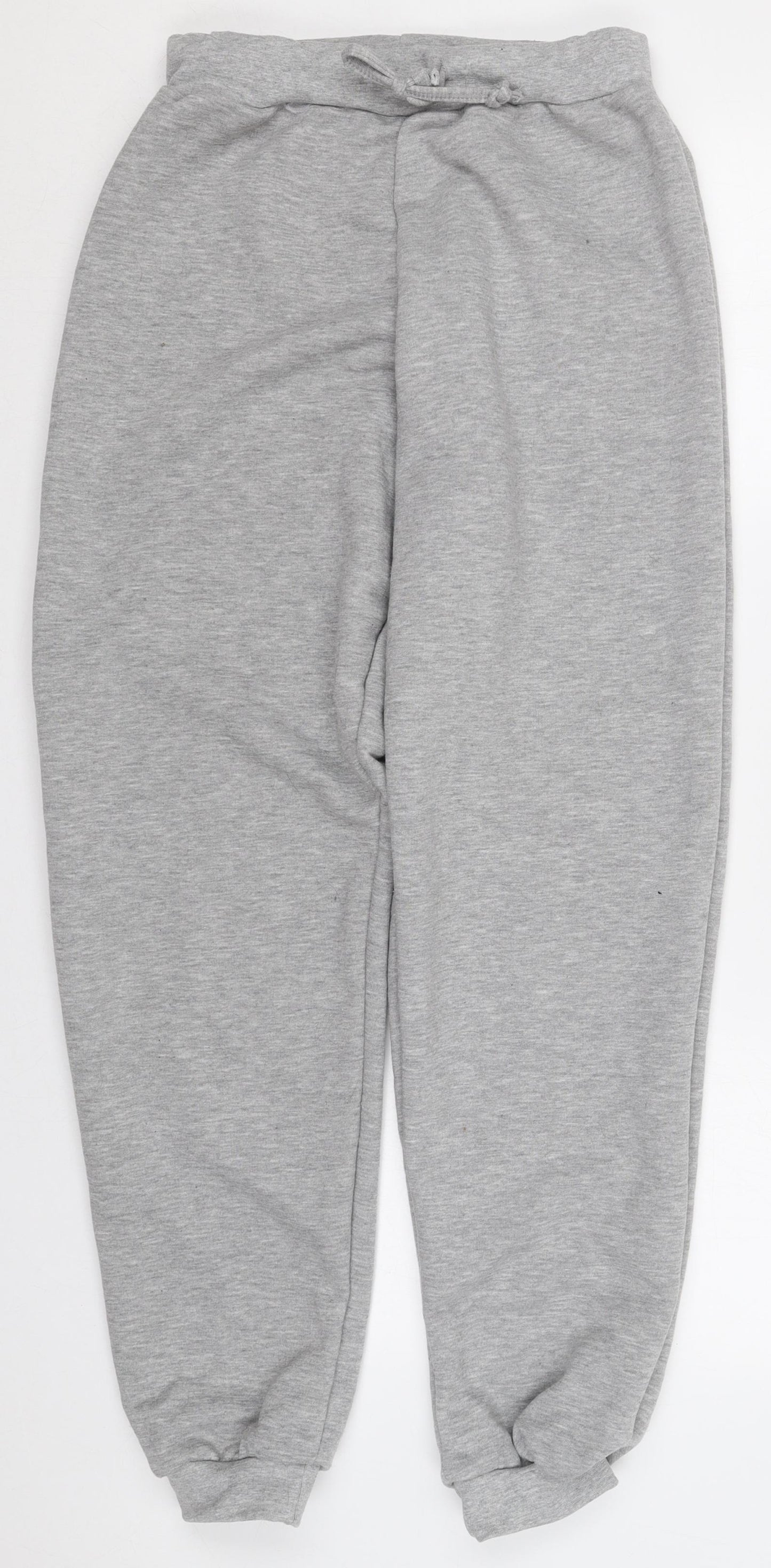 PRETTYLITTLETHING Womens Grey  Cotton Sweatpants Trousers Size 10 L30 in Regular Drawstring