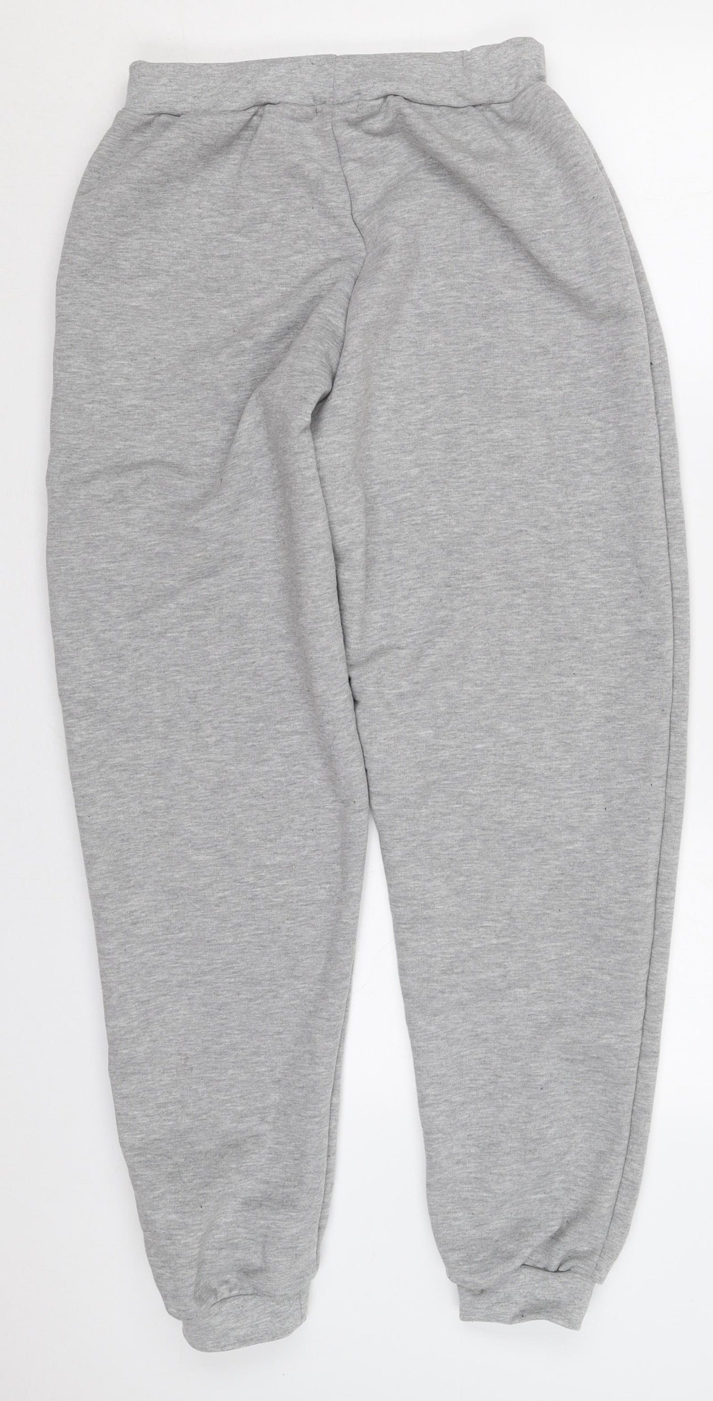 PRETTYLITTLETHING Womens Grey  Cotton Sweatpants Trousers Size 10 L30 in Regular Drawstring