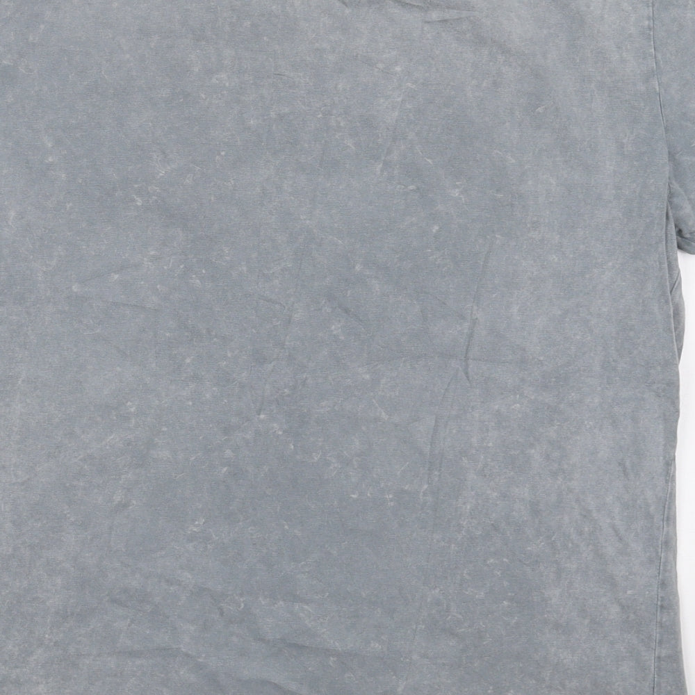 NEXT Mens Grey  Cotton  T-Shirt Size M Crew Neck  - Detroit