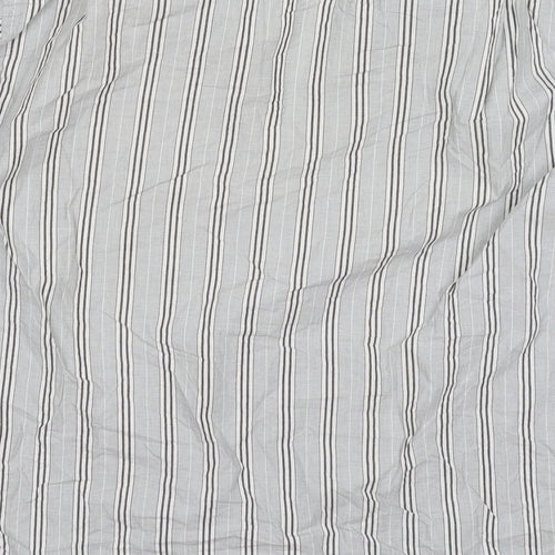 Piermont Mens Grey Striped Cotton  Button-Up Size L Collared Button