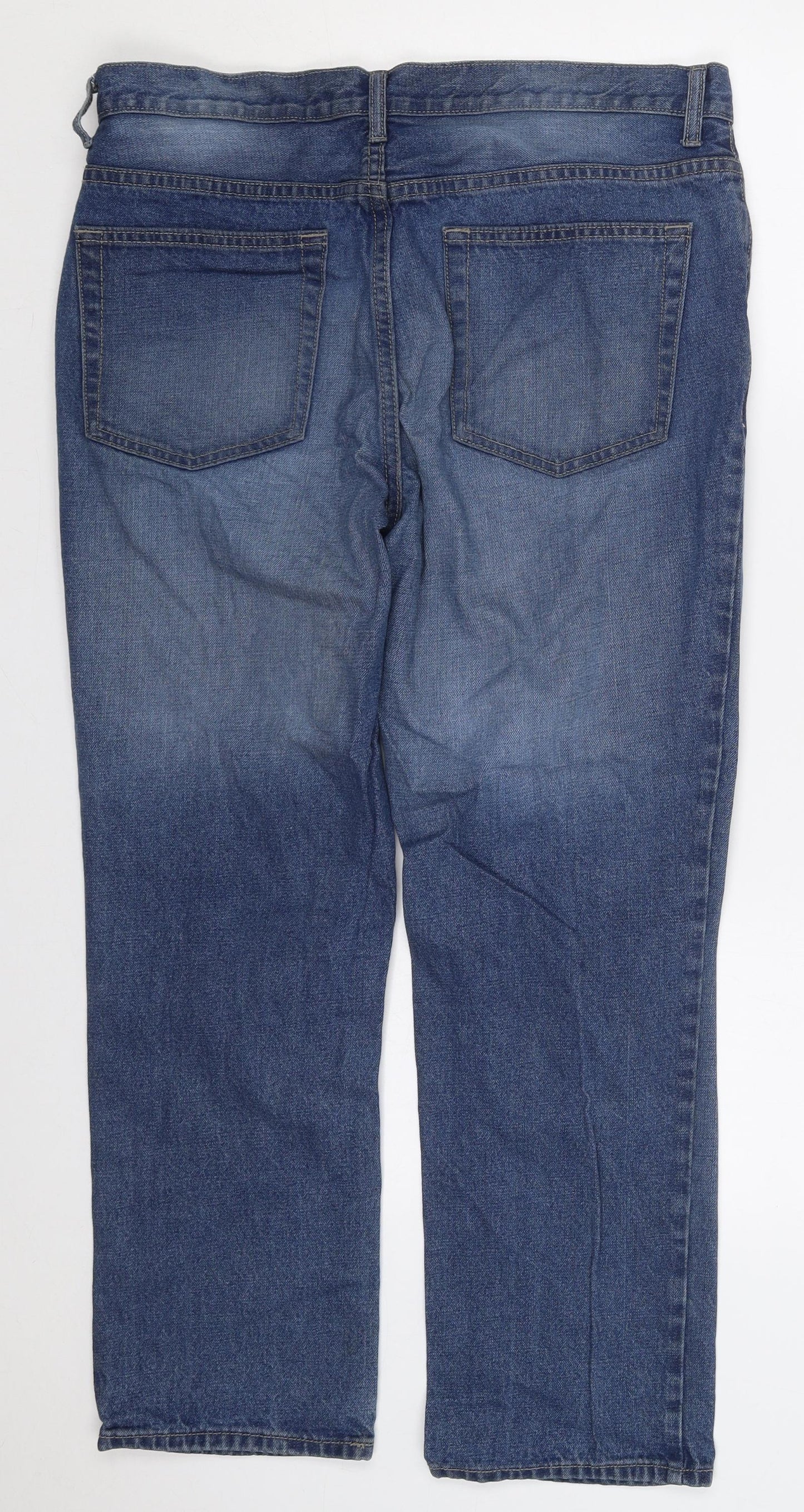 George Mens Blue  Cotton Straight Jeans Size 36 L29 in Regular Button