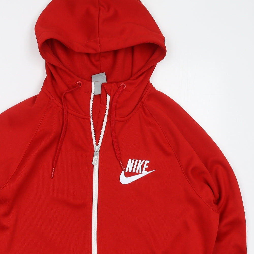 Nike Mens Red  Polyester Full Zip Hoodie Size M