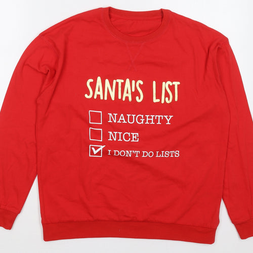 Dunnes Womens Red  Cotton Pullover Sweatshirt Size S  Pullover - Santa's List Christmas