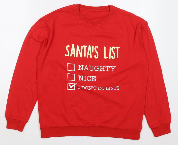 Dunnes Womens Red Cotton Pullover Sweatshirt Size S Pullover - Santa's List Christmas