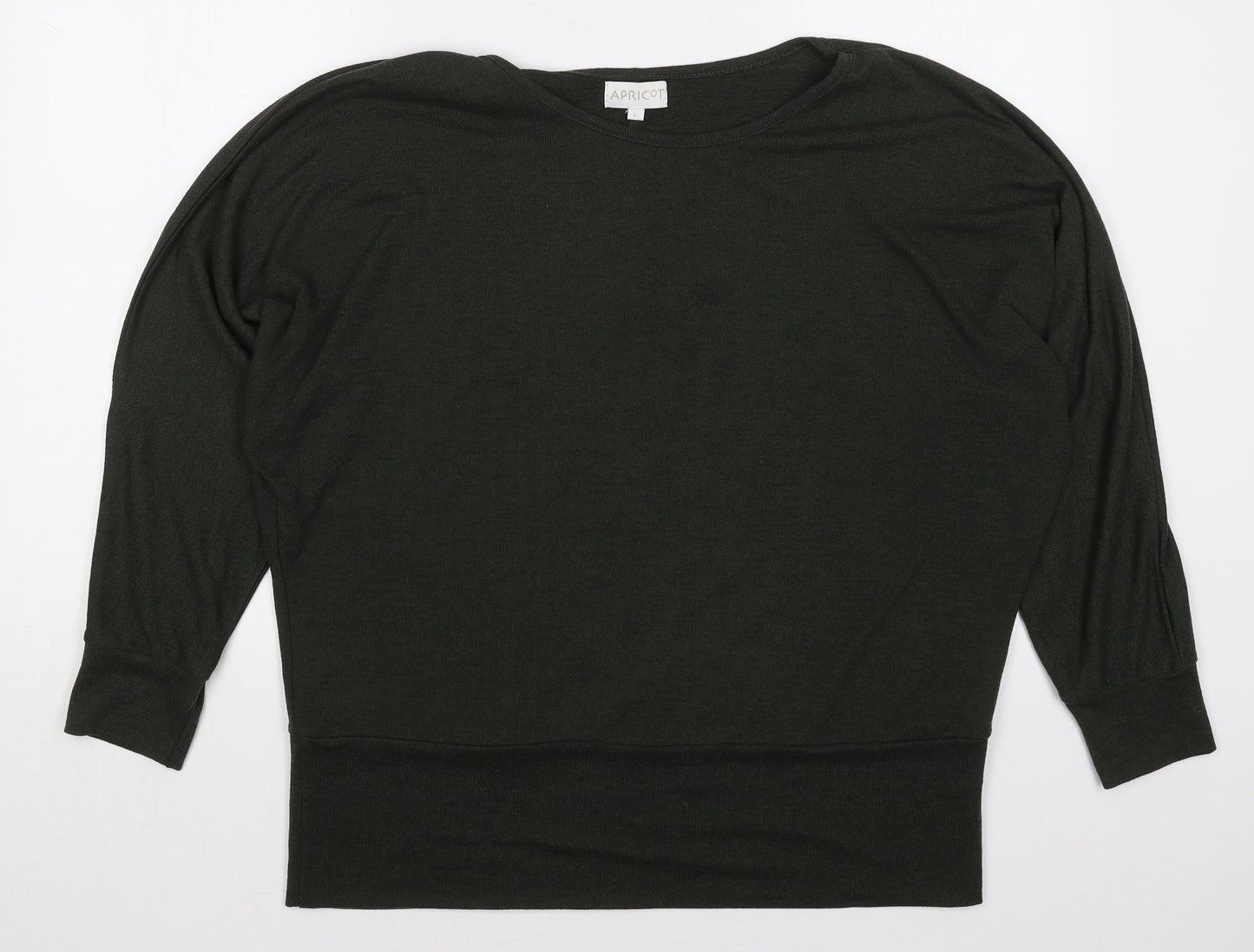 Apricot Womens Green  Viscose Basic T-Shirt Size L Boat Neck