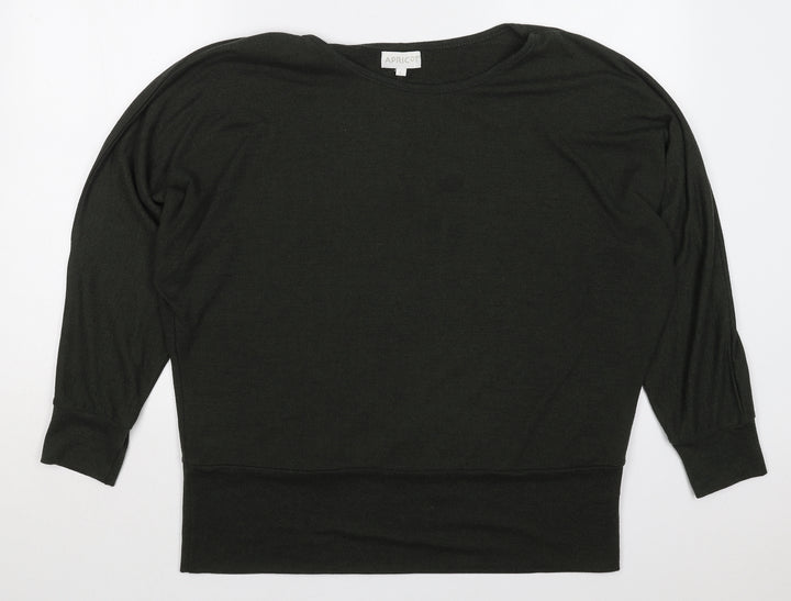 Apricot Womens Green  Viscose Basic T-Shirt Size L Boat Neck