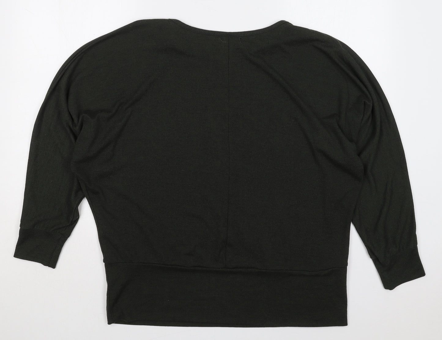 Apricot Womens Green  Viscose Basic T-Shirt Size L Boat Neck