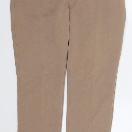 Marks and Spencer Womens Beige  Polyester Trousers  Size 34 in L29 in Regular Hook & Eye
