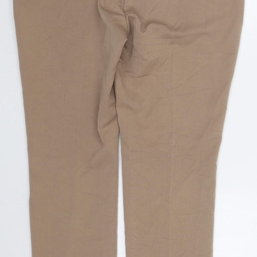 Marks and Spencer Womens Beige  Polyester Trousers  Size 34 in L29 in Regular Hook & Eye