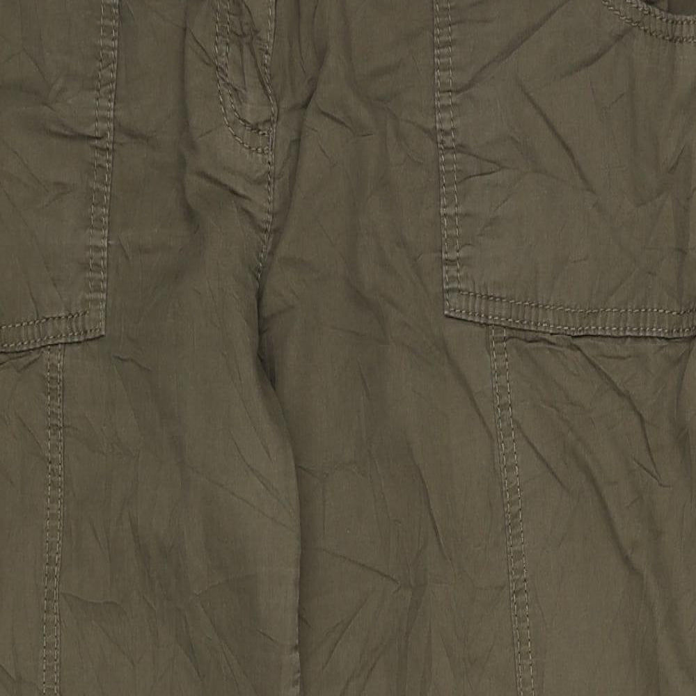 Marks and Spencer Womens Green  Cotton Cargo Trousers Size 20 L27 in Regular Button