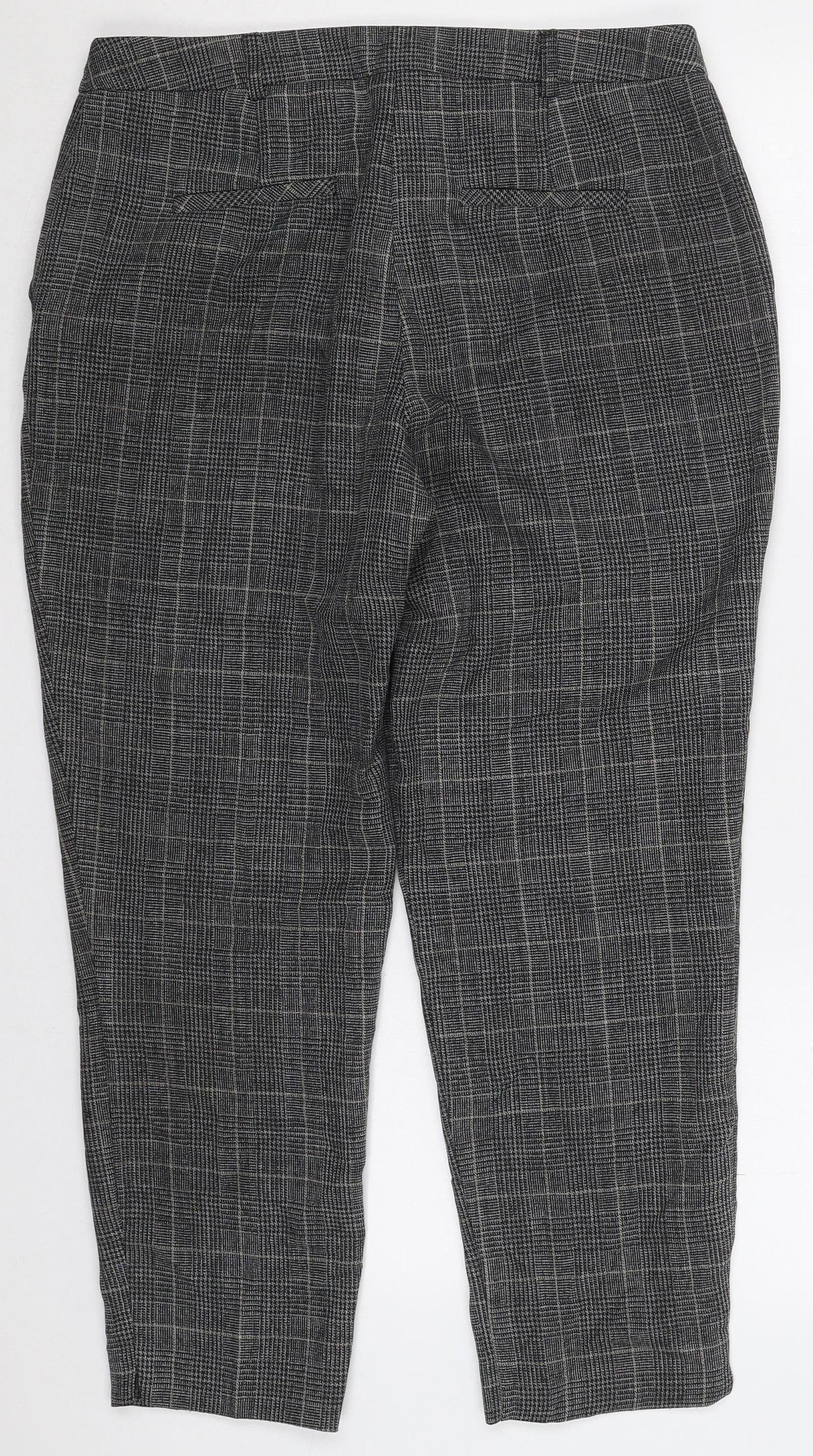 Dorothy Perkins Womens Grey Check Polyester Trousers  Size 12 L26 in Regular Hook & Eye