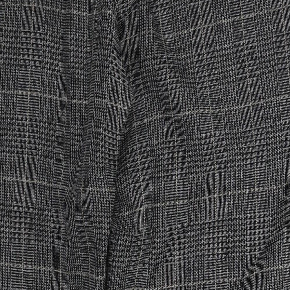 Dorothy Perkins Womens Grey Check Polyester Trousers  Size 12 L26 in Regular Hook & Eye