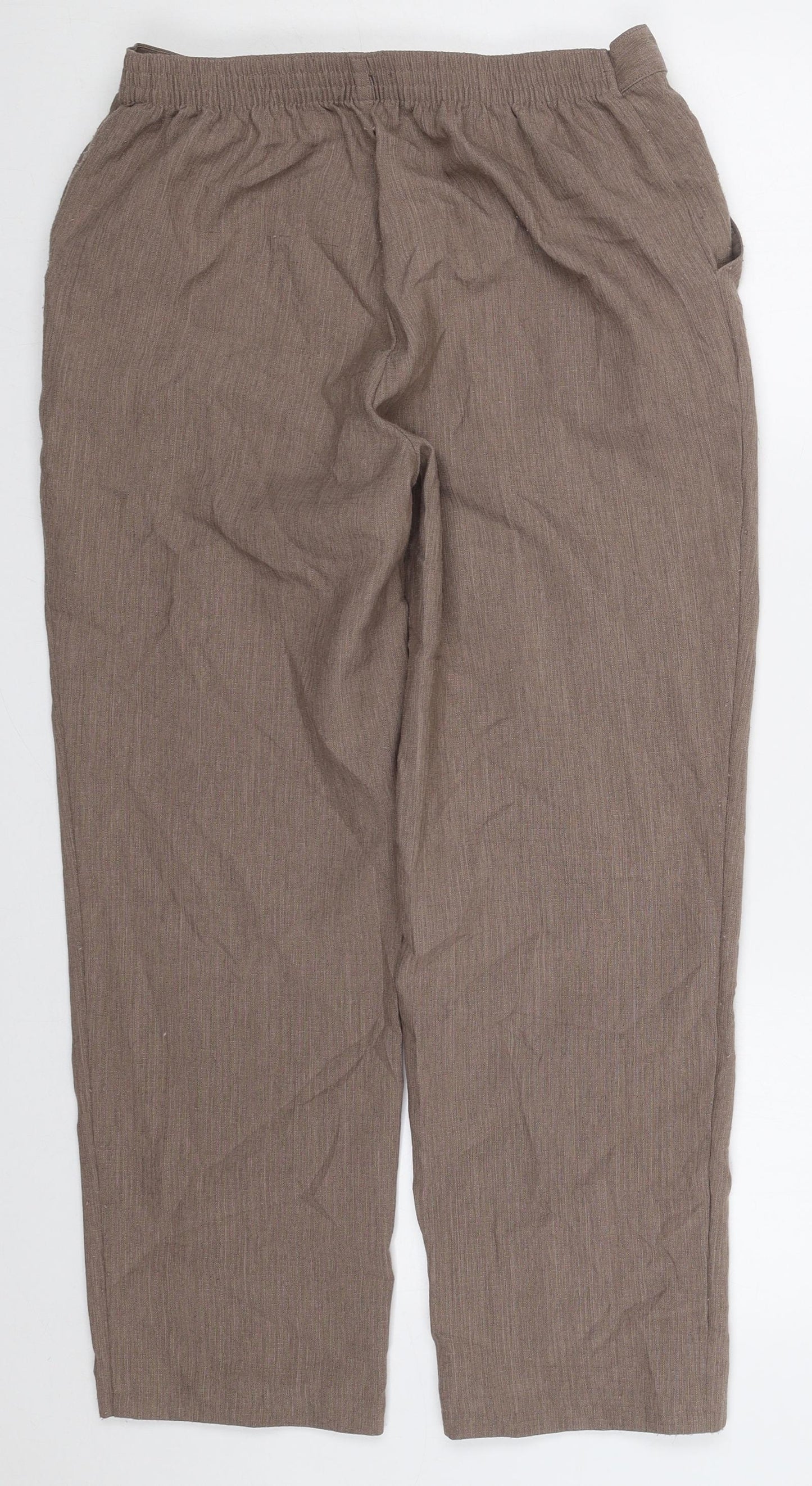 Marks and Spencer Womens Brown  Polyester Trousers  Size 12 L26 in Regular