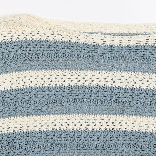 NEXT Womens Blue Boat Neck Striped Acrylic Pullover Jumper Size S