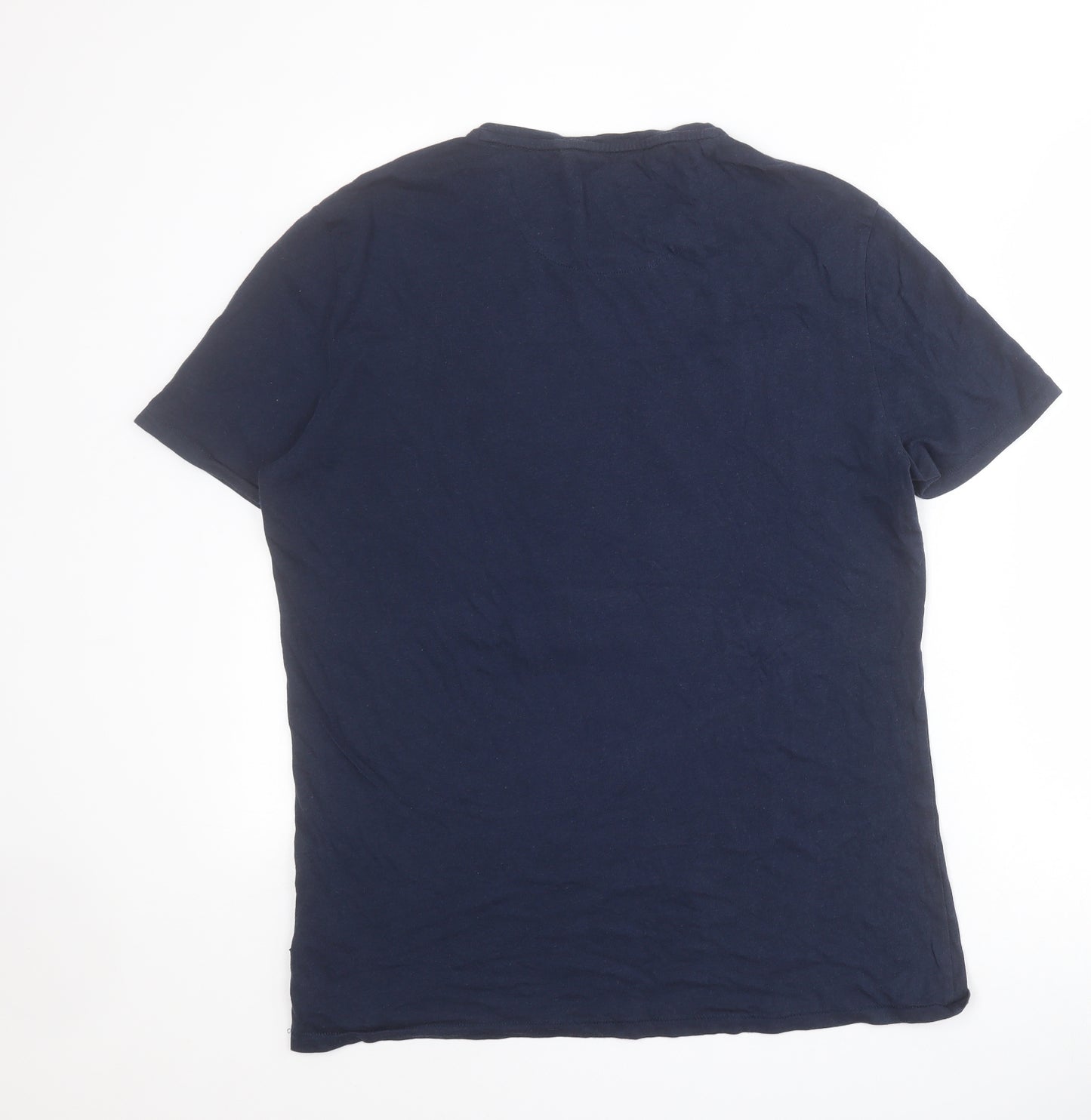 GUESS Mens Blue  Cotton  T-Shirt Size M Round Neck