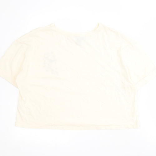 Primark Womens Yellow  Polyester Cropped T-Shirt Size M Round Neck - Planet