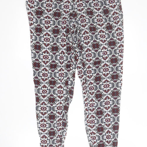 &M Womens Black Geometric Viscose Capri Trousers Size 12 L28 in Regular