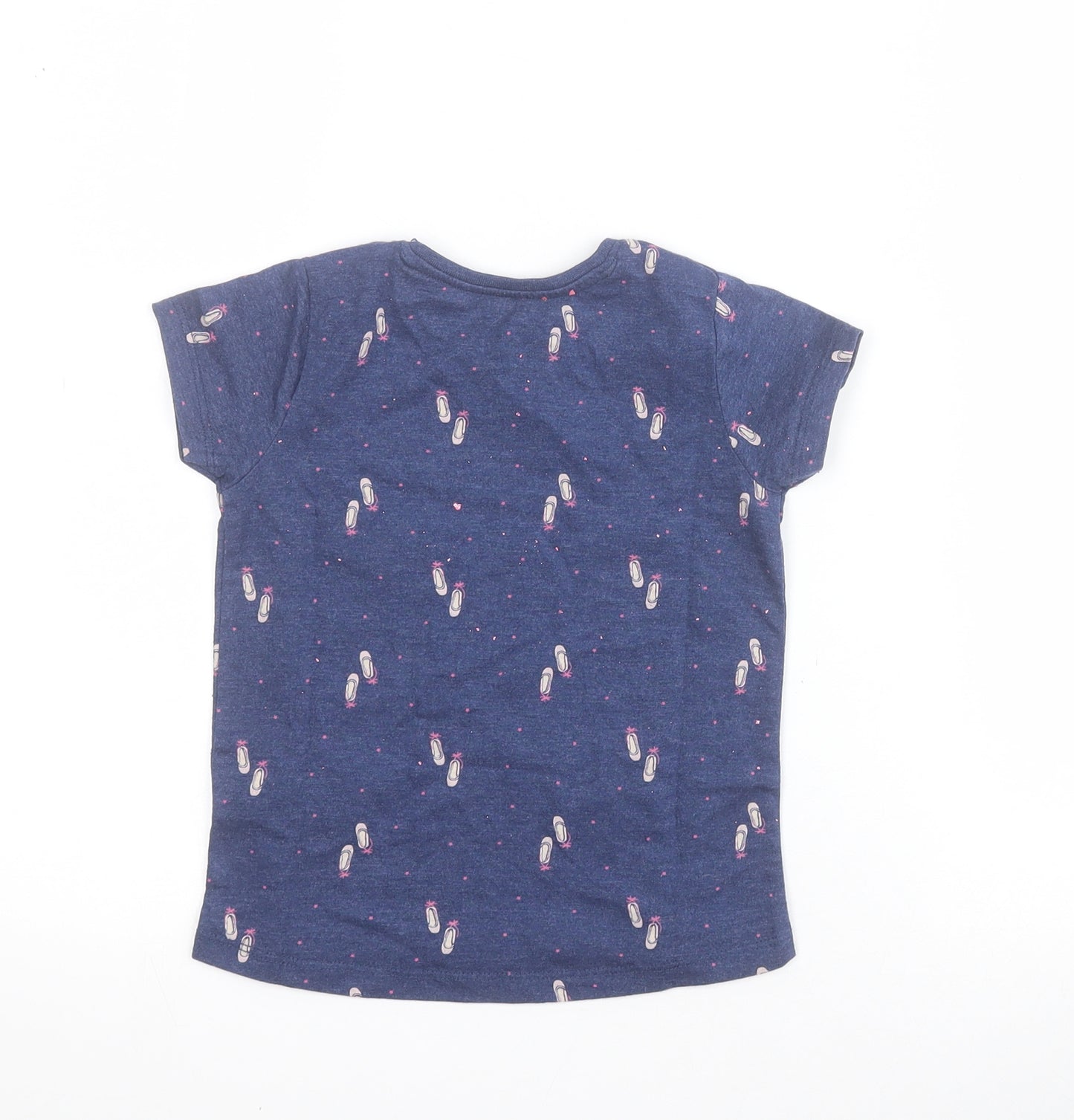 Primark Girls Blue  Cotton Pullover T-Shirt Size 3-4 Years Round Neck Pullover - Ballet