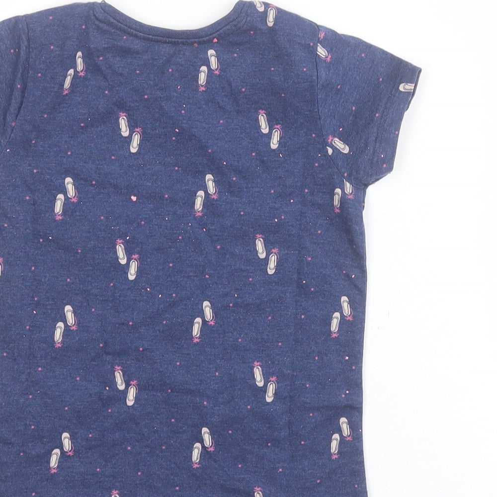 Primark Girls Blue  Cotton Pullover T-Shirt Size 3-4 Years Round Neck Pullover - Ballet