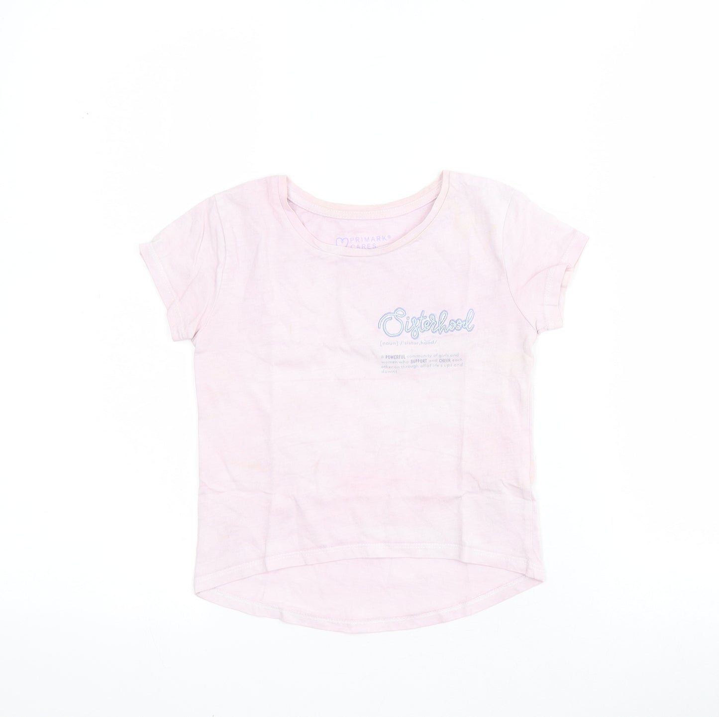 Primark Girls Pink  100% Cotton Pullover T-Shirt Size 4-5 Years Round Neck Pullover