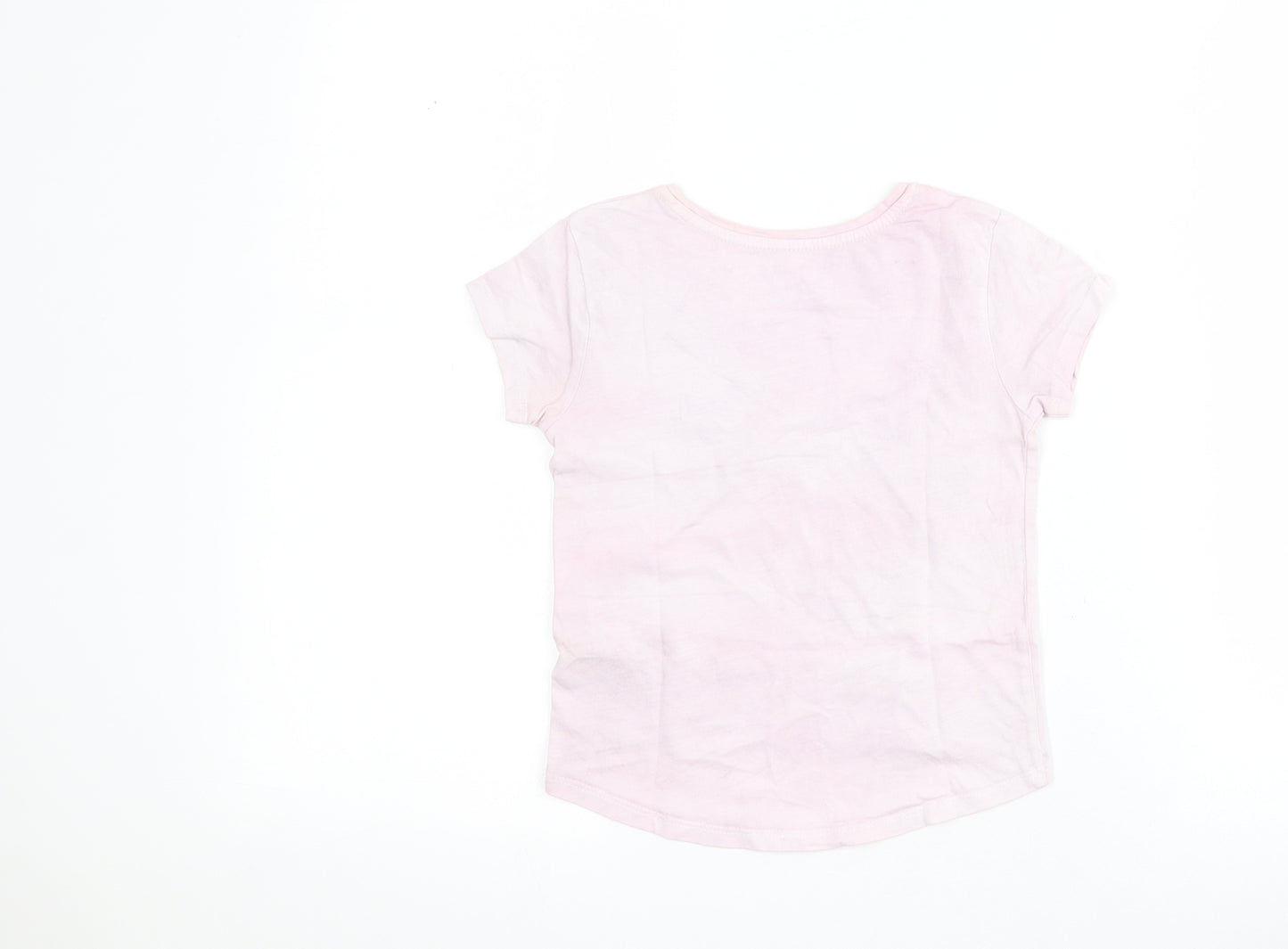 Primark Girls Pink  100% Cotton Pullover T-Shirt Size 4-5 Years Round Neck Pullover