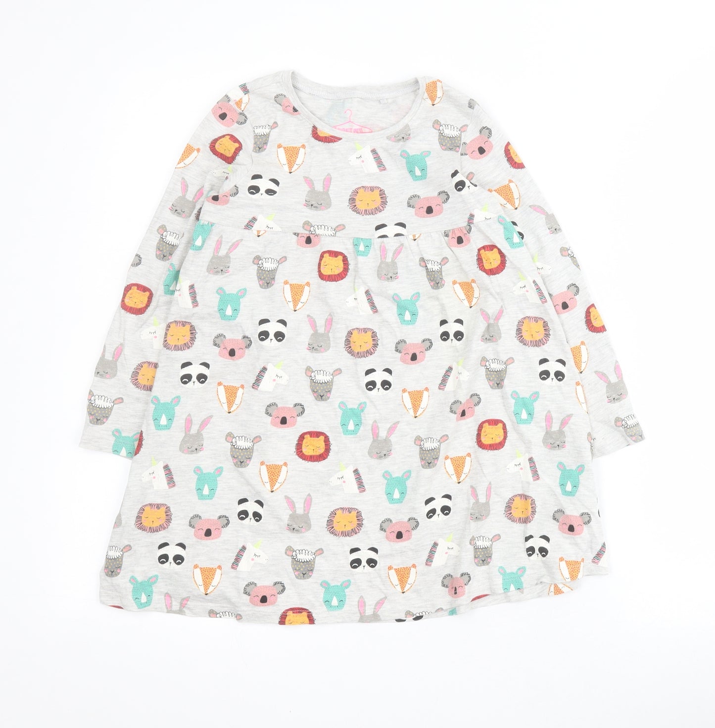 NEXT Girls Grey  Cotton T-Shirt Dress  Size 4-5 Years  Round Neck Pullover