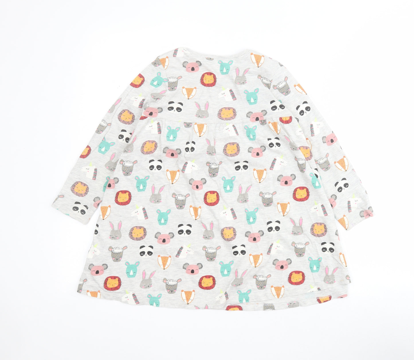 NEXT Girls Grey  Cotton T-Shirt Dress  Size 4-5 Years  Round Neck Pullover