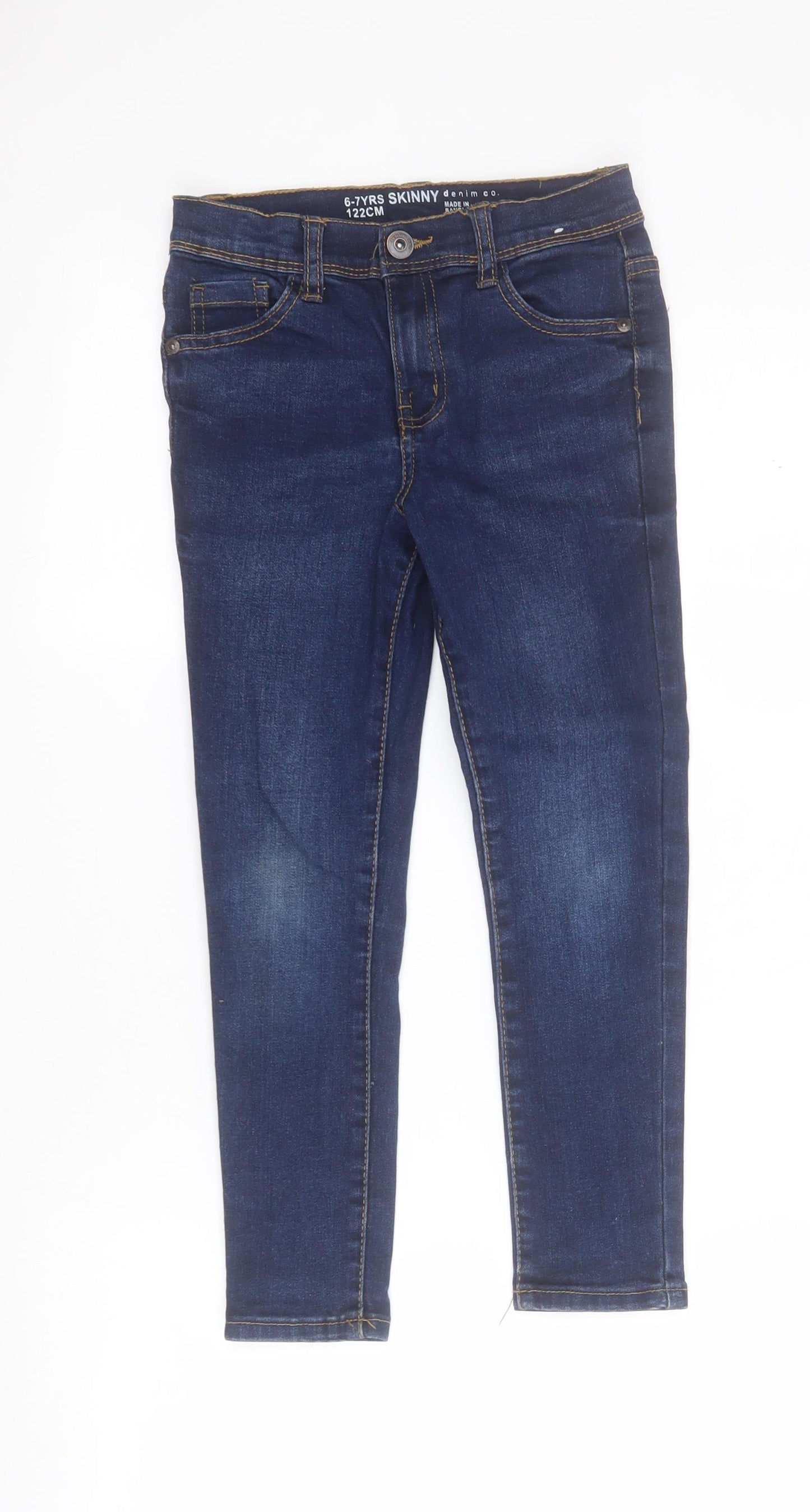 Primark Boys Blue  Cotton Skinny Jeans Size 6-7 Years  Regular Zip