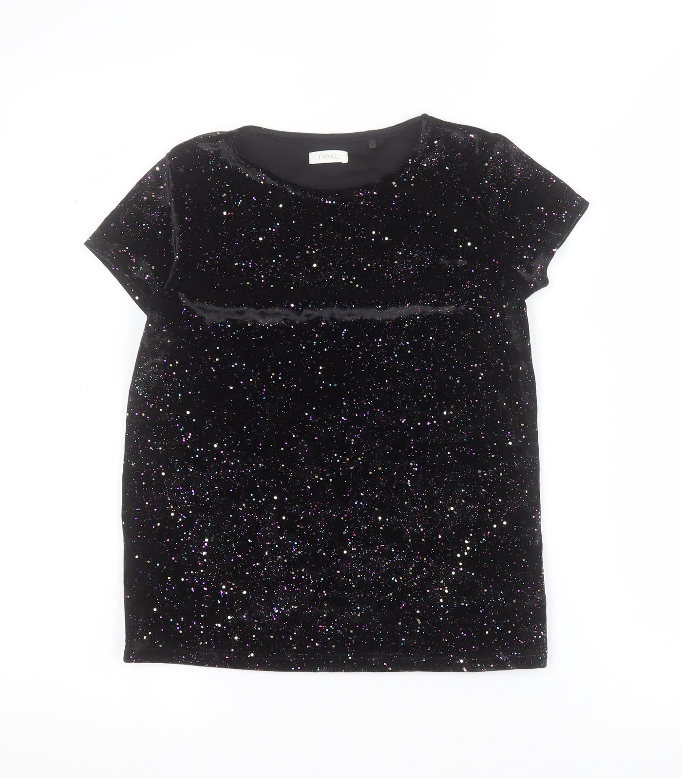 NEXT Girls Black  Polyester Basic T-Shirt Size 8 Years Round Neck Pullover