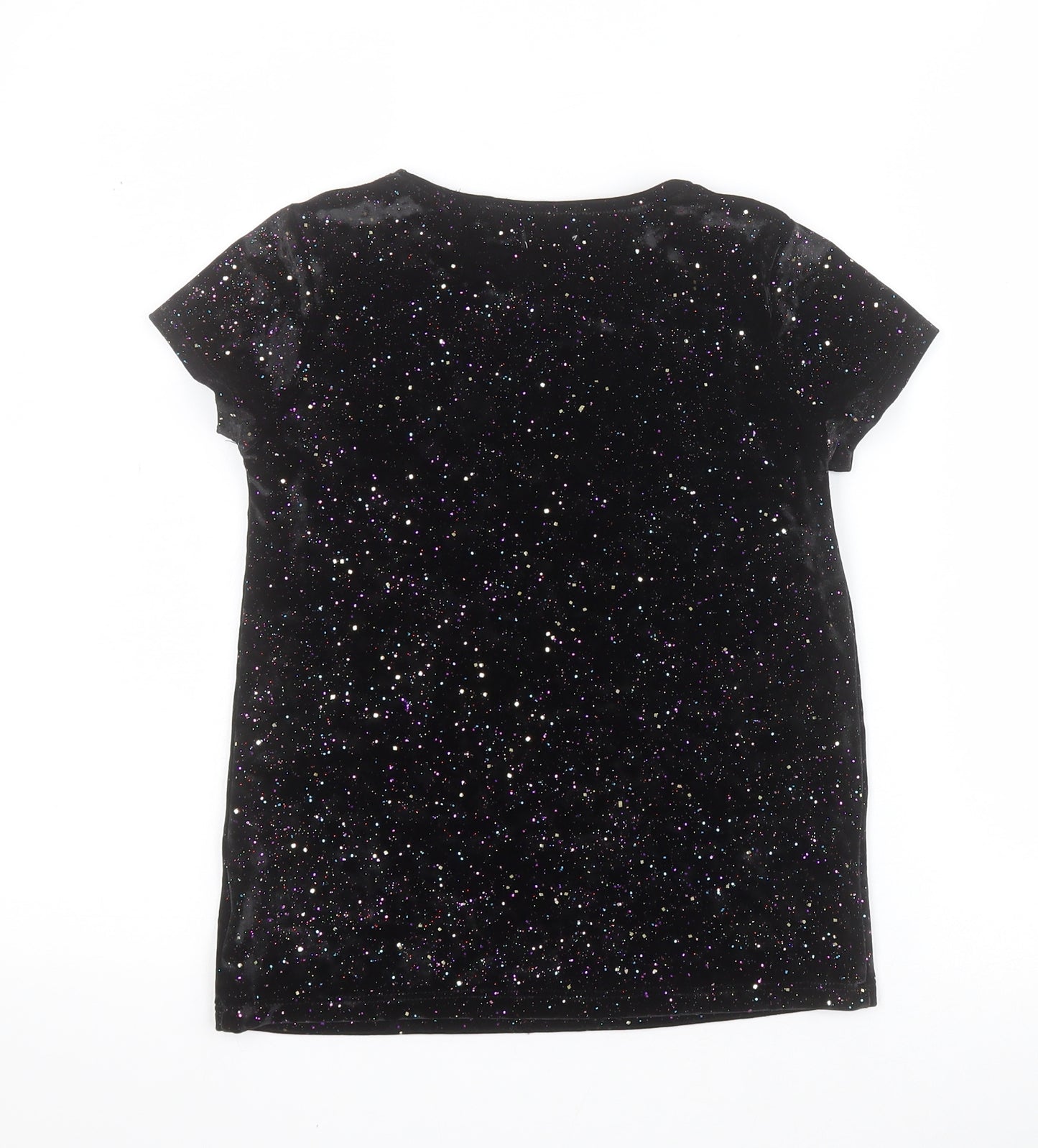 NEXT Girls Black  Polyester Basic T-Shirt Size 8 Years Round Neck Pullover