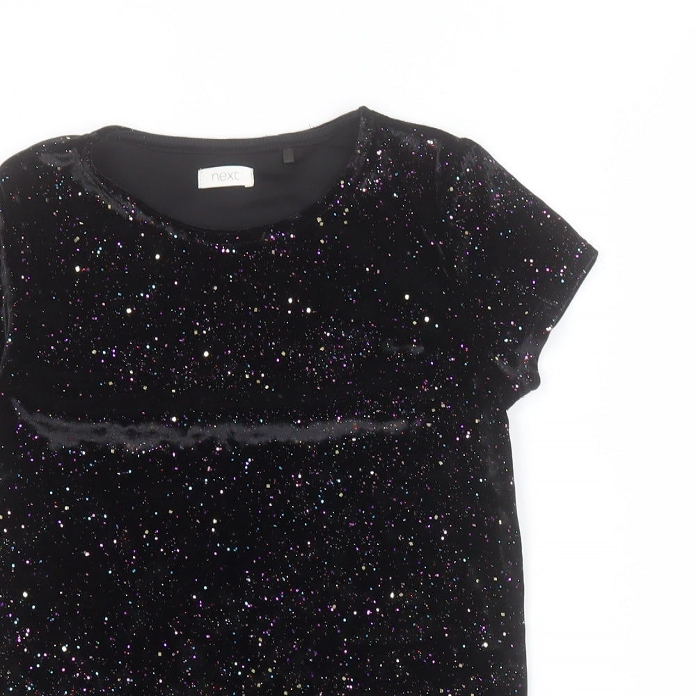 NEXT Girls Black  Polyester Basic T-Shirt Size 8 Years Round Neck Pullover