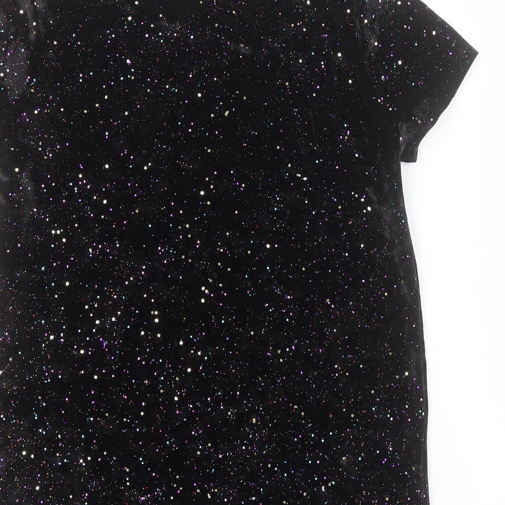 NEXT Girls Black  Polyester Basic T-Shirt Size 8 Years Round Neck Pullover
