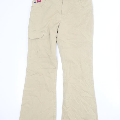 REI Girls Brown  Cotton Cargo Trousers Size M  Regular Zip