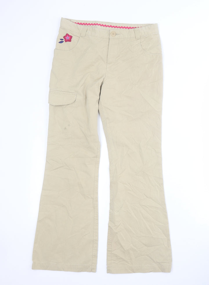 REI Girls Brown Cotton Cargo Trousers Size M Regular Zip
