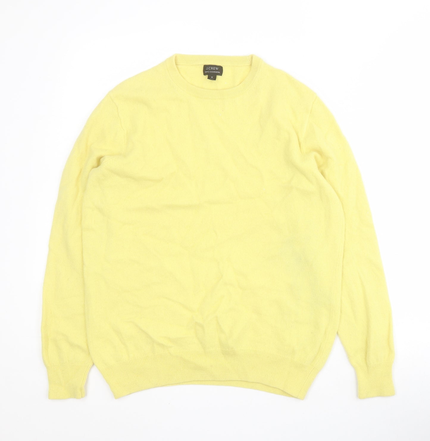 J Crew Womens Yellow Crew Neck  Cashmere Pullover Jumper Size M