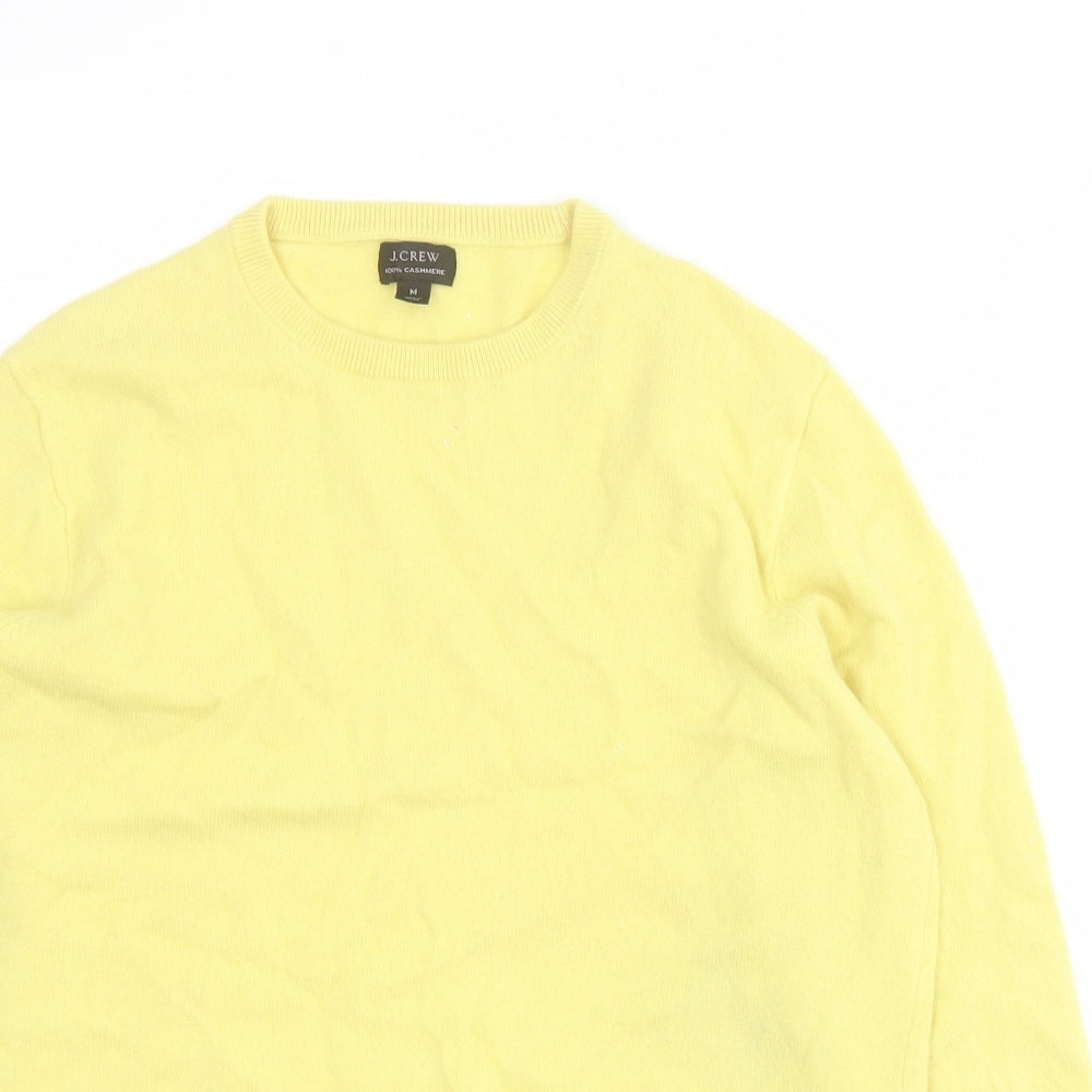 J Crew Womens Yellow Crew Neck  Cashmere Pullover Jumper Size M