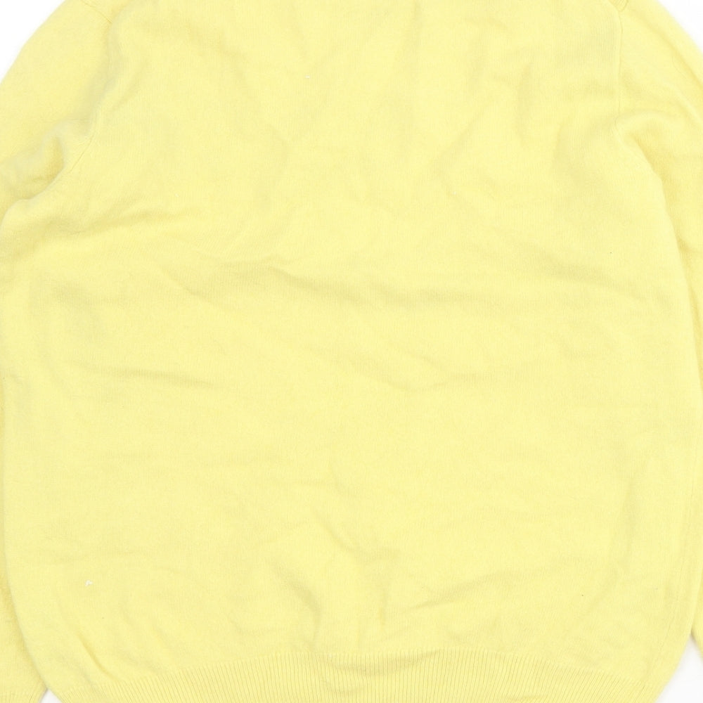 J Crew Womens Yellow Crew Neck  Cashmere Pullover Jumper Size M